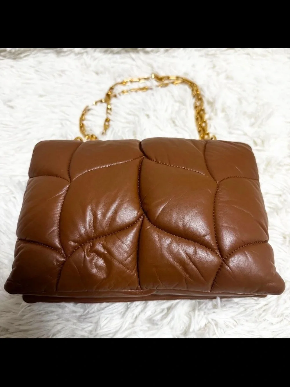 Mulberry Brown Quilted Leather Shoulder Bag with Gold Hardware